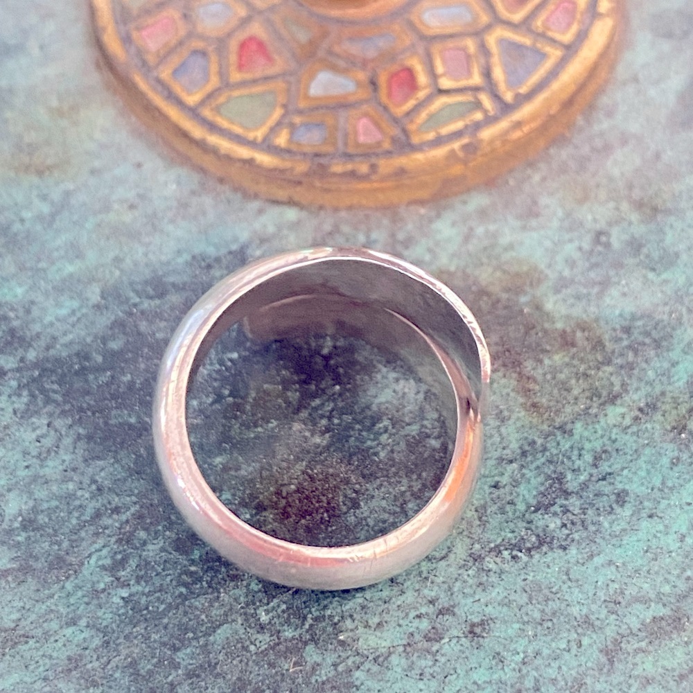 Beautiful thick vintage hammered boho style Sterling silver 925 ring size 6.5 - Picture 3 of 5